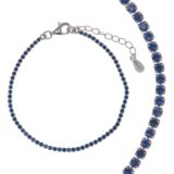 Pulsera de piedras azules engastadas en plata, con cierre de langosta y cadena ajustable. Ideal para ocasiones especiales y uso diario.